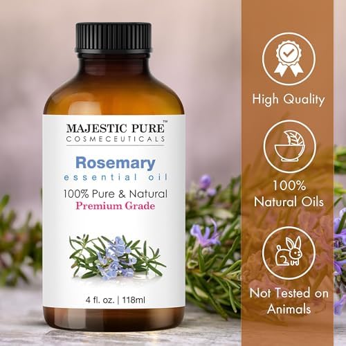Majestic Pure Essential Oil with Glass Dropper - 100% Pure and Natural - Essential Oils for Diffuser, Aromatherapy, Soap and Candle Making, Rosemary Essential Oil, Rosemary Oil, 4 Fl Oz - Image 5