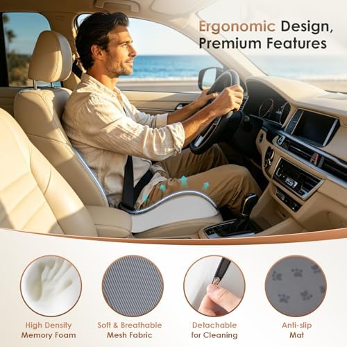 FLORICH Upgrade Large Car Seat Cushion for Long Sitting, Ergonomic Memory Foam Driving Seat Cushion for Back & Sciatica Pain Relief, Non-Slip Washable Seat Cushion for Car, Driver, Office-Gray - Image 3