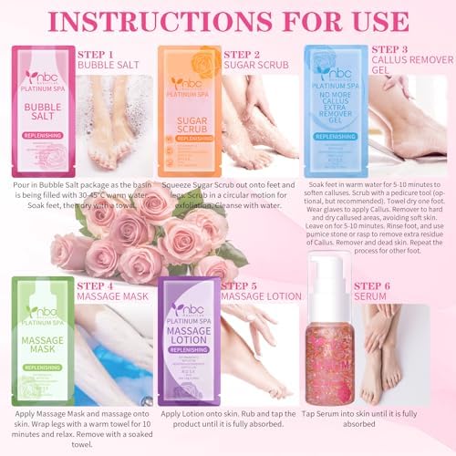 Pedicure Foot Soak Set - Upgraded 6 in 1 Foot Spa, Foot Bath Spa, Pedicure Kit, Foot Soak for Tired & Dry Cracked Feet, Athletes Feet, Bad Odor, Softens Calluses (Rose) - Image 4