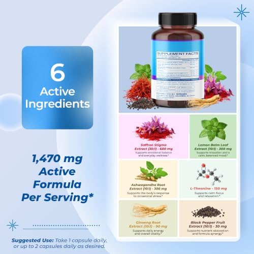 Sotalix Saffron Complex 1,470 mg with Ashwagandha & Ginseng, 150 Capsules - Image 4