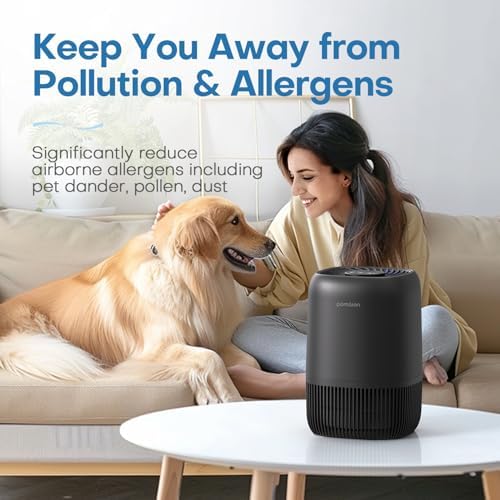 POMORON Air Purifiers for Bedroom Home, Air Filter Cleaner with Fragrance Sponge, H13 Filter for Smoke, Allergies, Pollen, Pet Dander, Odor, Dust, Portable Air Purifier for Bedroom Office - Image 2