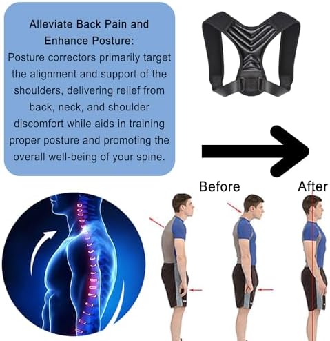 Posture Corrector, Back Brace for Women and Men, Adjustable Back Support, Shoulder Straightener for Improving Hunchback, Providing Pain Relief from Neck, Shoulder, and Upper Back - Black - Image 6