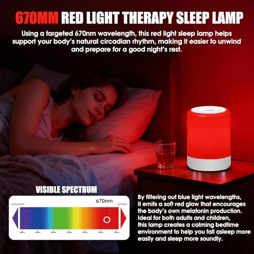 Red Light Therapy Sleep, Red Night Lights With 670nm Wavelength, Touch Control with 3 Distinct Color Modes, For Support Deep Relaxation and Improve Sleeping for Adult & Kid Bedroom, Gift - Image 2