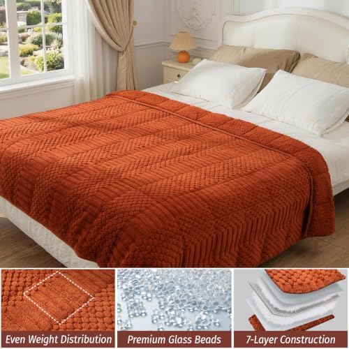 Wemore Sherpa Fleece Weighted Blanket for Adults, Orange 60" x 80" 15 lbs - Image 6