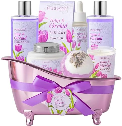 Tulip Orchid Spa Gifts Bath Kit for Women, 8Pcs by PURLEZZ