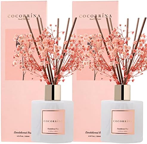 Cocorrína Premium Reed Diffuser Set with Preserved Baby's Breath & Cotton Stick Sandalwood Rose 2 Packs, 6.7oz Scent Fragrance Oil Diffuser for Bedroom Bathroom Home Décor - Image 3