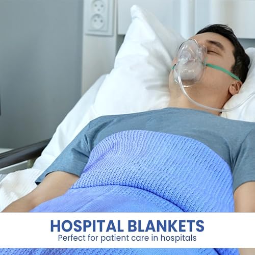Linteum Textile Hospital Thermal Blanket 66x90 Inch 100% Cotton Breathable Soft and Cozy Open-Cell Weave Design Bed Blanket for Bed, Couch, Sofa Throw for All Season, 2.5 lb, Pack of 12 (Blue, Twin) - Image 4