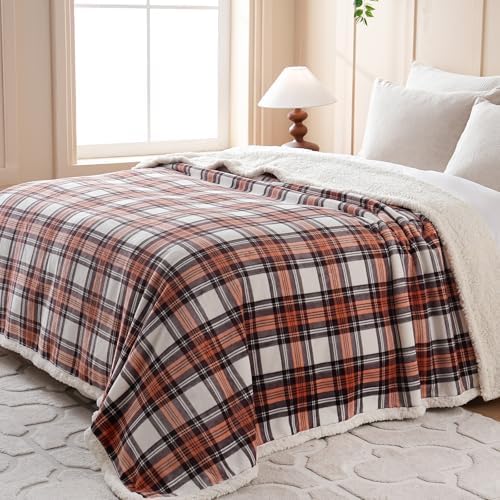 Gracelife Sherpa Fleece Throw Blanket for Couch, Fluffy Plush Warm Fuzzy Blanket for Women and Men, Cozy Thick Soft Twin Blanket for Bed (Orange-2, 60"*80") - Image 2