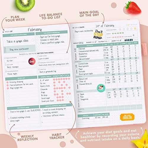 Clever Fox Wellness Planner & Food Journal for Weight Loss, A5 Rose Gold - Image 4