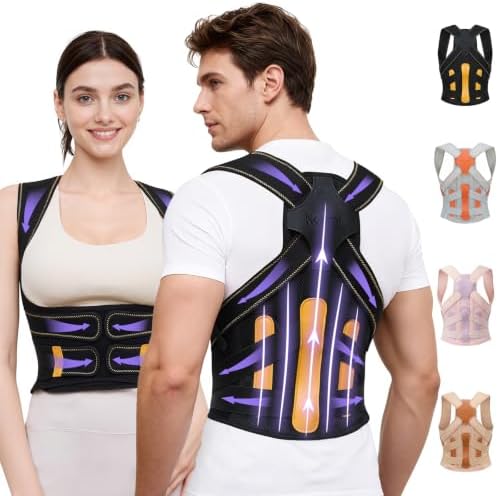 Posture Corrector for Women and Men, 5 Full Back Support Brace Rods, FSA&HSA Eligible, Adjustable Shoulder Straightener, Improving Hunchback Posture, Upper and Lower Back, Neck Pain Relief, Large by Home