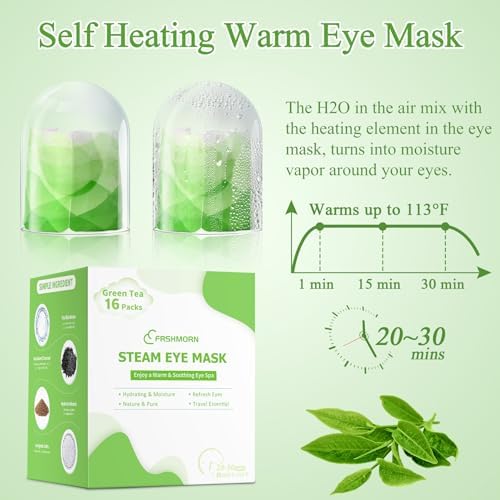16Packs Steam Eye Mask Heated Eye Masks For Dry Eyes, Green Tea - Image 5