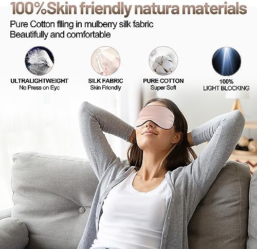 Silk Sleep Mask, Blackout Eye Mask for Sleeping with Adjustable Strap - Image 5