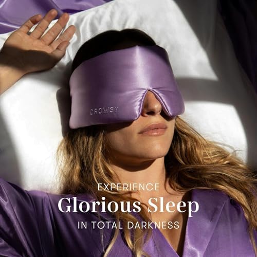 DROWSY Silk Sleep Mask - Face-Hugging, Padded Cocoon for Luxury Sleep in Total Darkness - 100% Pure Mulberry Silk (Lavender Haze) - Image 6