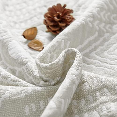 jinchan 100% Cotton Muslin Blanket Twin Boho Throw Blanket 50x60 Light Gray - Image 4