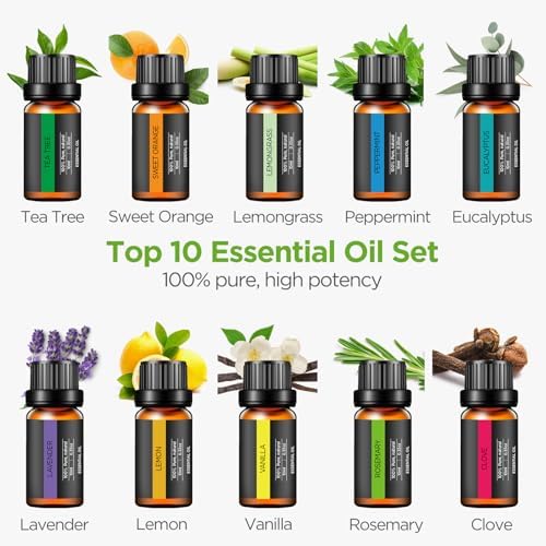 InnoGear 400ml Aromatherapy Essential Oil Diffuser 10 Oils Gift Set, Grey - Image 6