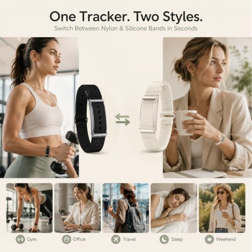 Yihou Smart Fitness Tracker for Women & Men Ultra-Thin Minimalist Smart Band with 24/7 Heart Rate Monitor Sleep Tracker 100+ Sports Modes IP67 Waterproof Call & App Alerts Nylon & Silicone Bands - Image 2