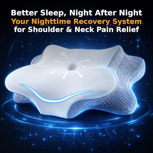 Cervical Neck Pillow - Memory Foam Pillow for Pain Relief Sleeping, Ergonomic Neck Support Contour Pillows for Side Back Stomach Sleepers,Orthopedic Breathable Pillowcase (Grey White) - Image 2