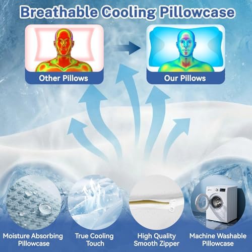 Cervical Neck Pillow for Pain Relief & Sleeping, Ergonomic Posture Pillow Neck Support, Cooling Memory Foam, Orthopedic Contour Pillow for Side Back Stomach Sleepers, Grey - Image 5