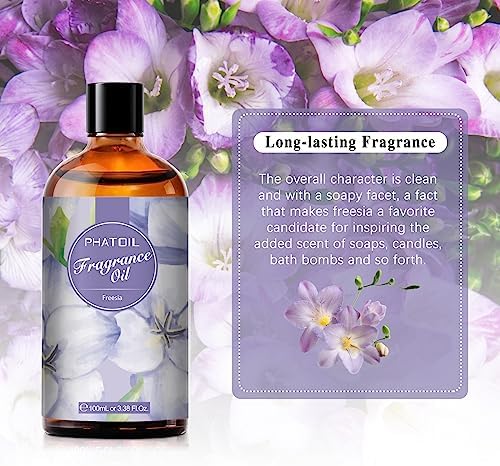 PHATOIL 3.38FL.OZ Freesia Fragrance Oils for Aromatherapy, Essential Oils for Diffusers for Home, Perfect for Diffuser, DIY Candle and Soap Making, DIY Scented Products - 100ml - Image 3
