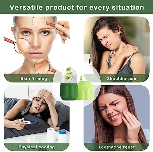 XHJRI Ice Roller Massager for Face, Eyes and Neck - Naturally Condition Skin, De-Puff Eye Bags, Reduce Migraine Pain - Reusable Silicone Ice Mold (Green) - Image 3