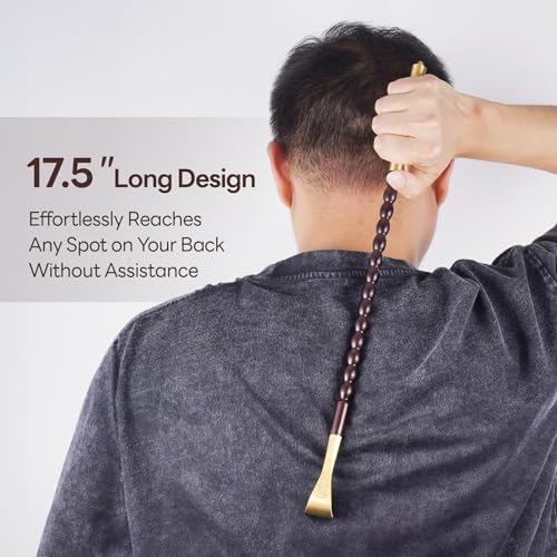 Tomorotec Back Scratcher Massager, Ebony Wood Brass Head Itch Relief 17.5" - Image 4