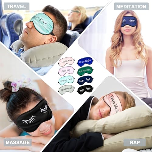 Geyoga 8 Pack Silk Funny Sleep Masks for Women Sleep, Retro Colors - Image 6