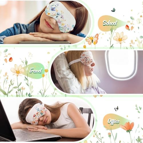 Cuffbow 6 Pack Fuzzy Sleep Masks Plush Eye Mask,Flowers,Colorful - Image 5