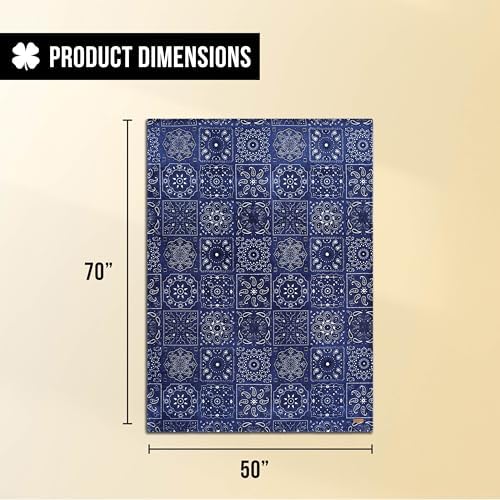Lucky Brand 50" x 70" Plush Throw Blanket, Bandanny Navy Blue Blanket for Sofa or Bed - Image 2