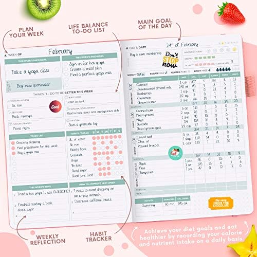 Clever Fox Wellness Planner & Food Journal for Weight Loss, A5 Light Pink - Image 4