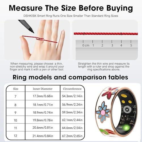 Smart Ring Health Tracker for Women & Men Fitness Tracker Ring(10#&Floral) - Image 3