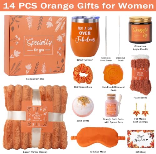Fall Gift Baskets for Women, Orange Fall Gifts for Women, Get Well Soon - Image 2