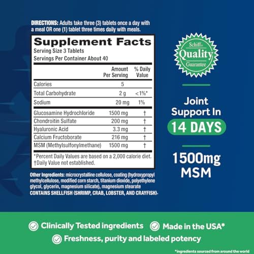 Move Free Advanced Plus MSM Coated Tablets, Joint Health Supplement with Glucosamine and Chondroitin, 120 Count, Pack of 2 - Image 6