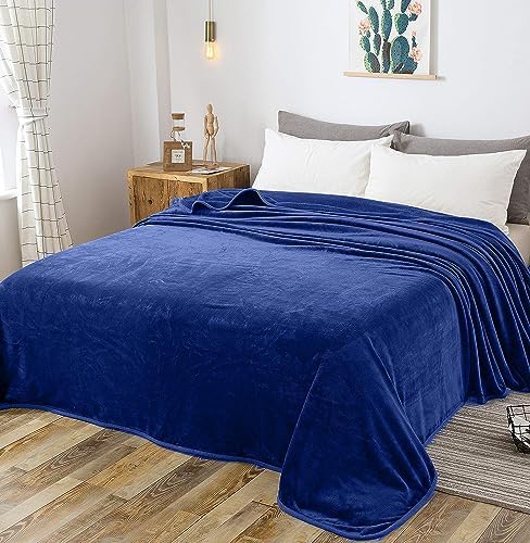 Fleece Blanket Twin Size 350GSM Lightweight Throw for The Bed Extra Soft Brush Fabric Super Warm Sofa Blanket 66" x 90"(Royal Blue Twin) - Image 2