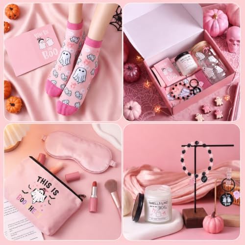 9 Pcs Boo Basket Stuffers for Women Pink Halloween Spooky Gift Box - Image 4