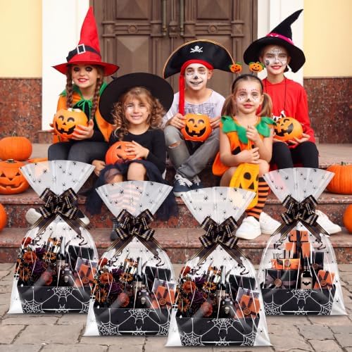 Maitys 24 Sets Halloween Empty Gift Baskets Bulk with Spider Cellophane Bag - Image 2
