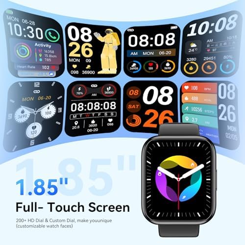 Smart Watch for Men - 1.85" HD 2026 Upgraded Fitness Tracker Bluetooth Call and Text Smartwatch with 7 Day Battery 5 ATM Waterproof Heart Rate Sleep Monitor 130+ Sport Modes for Android & iOS (Black) - Image 5