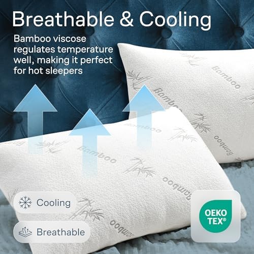 100% Waterproof Pillow Protectors Standard 20x26 Pair Zippered Pillow Case, Pillow Cover, Guaranteed Noiseless Pad, Ultra Plush Absorbent (Viscose Made from Bamboo), White 2 Pack - Image 4