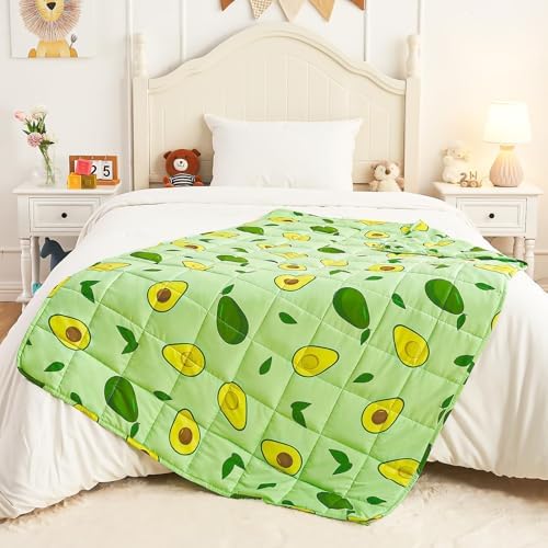 yescool Weighted Blanket 7 Pounds Cooling Weighted Lap Blanket, Green Avocados Heavy Blankets for Sleeping, Breathable Weighted Throw Blanket Gifts for 60-80lbs, 40"x60" - Image 4