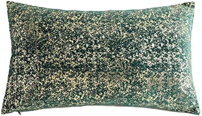 Deeprove 12 x 20 Throw Pillow Cover Rectangle, Both Sides Metallic Sparkle Gold Foil Print, Decor Soft Velvet Hidden Zipper Closure Accent Pillow Cushion Case for Couch, Lumbar, Oblong 1 Pack, Green by Deeprove