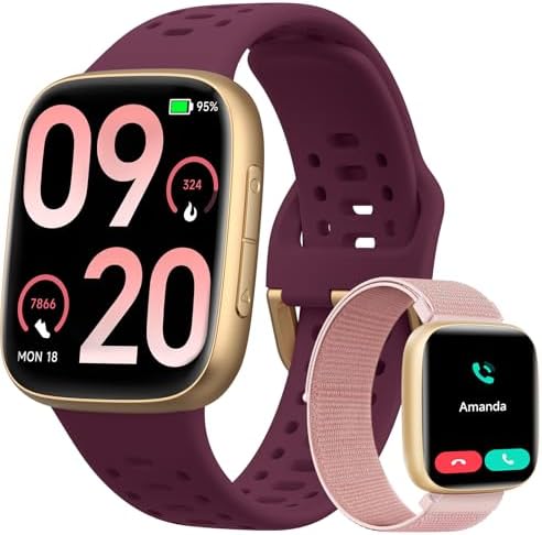Smart Watches for Women/Men Android iPhone, [1.85" AMOLED Screen] Smartwatch Fitness Tracker 3ATM Waterproof with Bluetooth Calls, AI Control, Heart Rate/SpO2/Sleep Monitor, 7 Days Battery by Fitpolo
