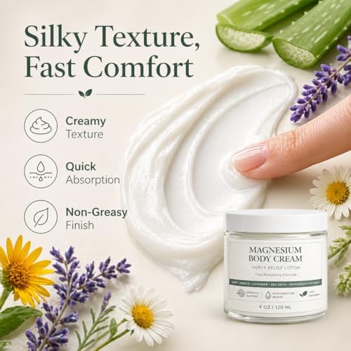 Magnesium Body Cream for Hands & Joints – Fast Absorbing Repair Lotion with Arnica, Lavender Oil, Aloe Vera & Chamomile, Non-Greasy Moisturizing Cream for Joint Comfort & Skin Nourishment (1 item) - Image 6