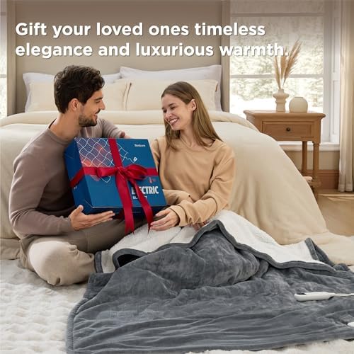 Bedsure Heated Blanket Throw, Soft Electric Blanket with Preheat, Cream - Image 4