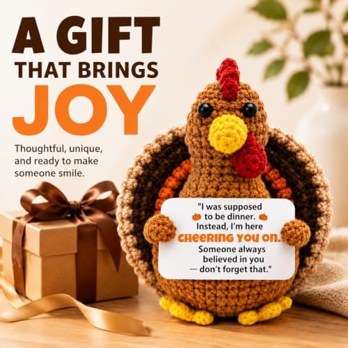 Thanksgiving Gifts for Women Men Positive Crochet Turkey Fall Table Decor - Image 6