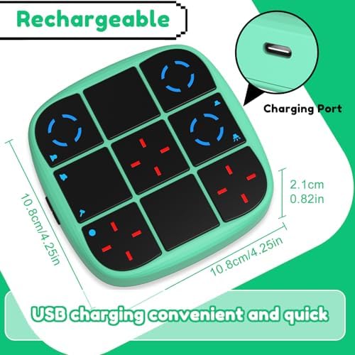 KOQQQ Rechargeable Tic-Tac-Toe Bolt Game, Upgraded 4-in-1 Handheld Puzzle Console, Electronic Educational Memory Game, Portable Travel Car Ride Board Games for Kids Adults (Cyan) - Image 3
