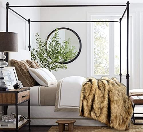 Luxury Plush Faux Fur Throw Blanket, Long Pile Golden Yellow with Black Tipped Blanket, Super Warm, Fuzzy, Elegant, Fluffy Decoration Blanket Scarf for Sofa, Armchair, Couch and Bed, 60''x 80'' - Image 5