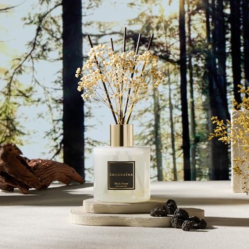 COCORRÍNA Reed Diffuser - Black Forest 17 Fl.oz Reed Diffuser with 8 Sticks Scented Diffuser with Preserved Flowers for Bathroom Home Decor - Image 4