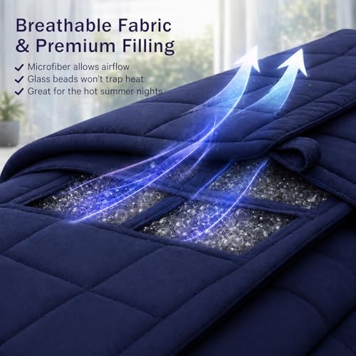 Weighted Blanket for Adults 15lbs, 60"x80", Queen Size Cooling Heavy Throw Blanket for 140-160lbs, Microfiber Soft Big Blankets Weighted Comforter, Navy - Image 6
