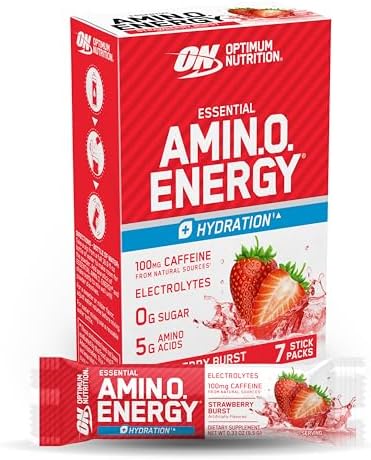 Optimum Nutrition Amino Energy Plus Focus Stick Packs, Strawberry Burst 7Ct by OPTIMUMNUTRITION