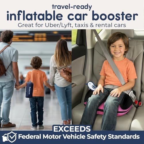 UberBoost Inflatable Booster Seat for Car, Travel Booster Seat, Pink/Black - Image 2