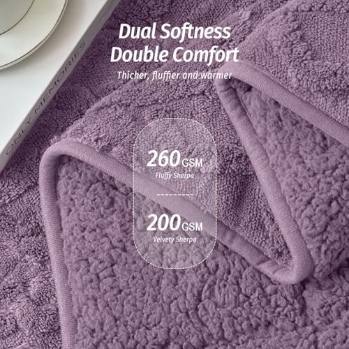 Wemore Sherpa Weighted Blankets for Sleeping Twin 48" x 72" 15 lbs Purple - Image 2